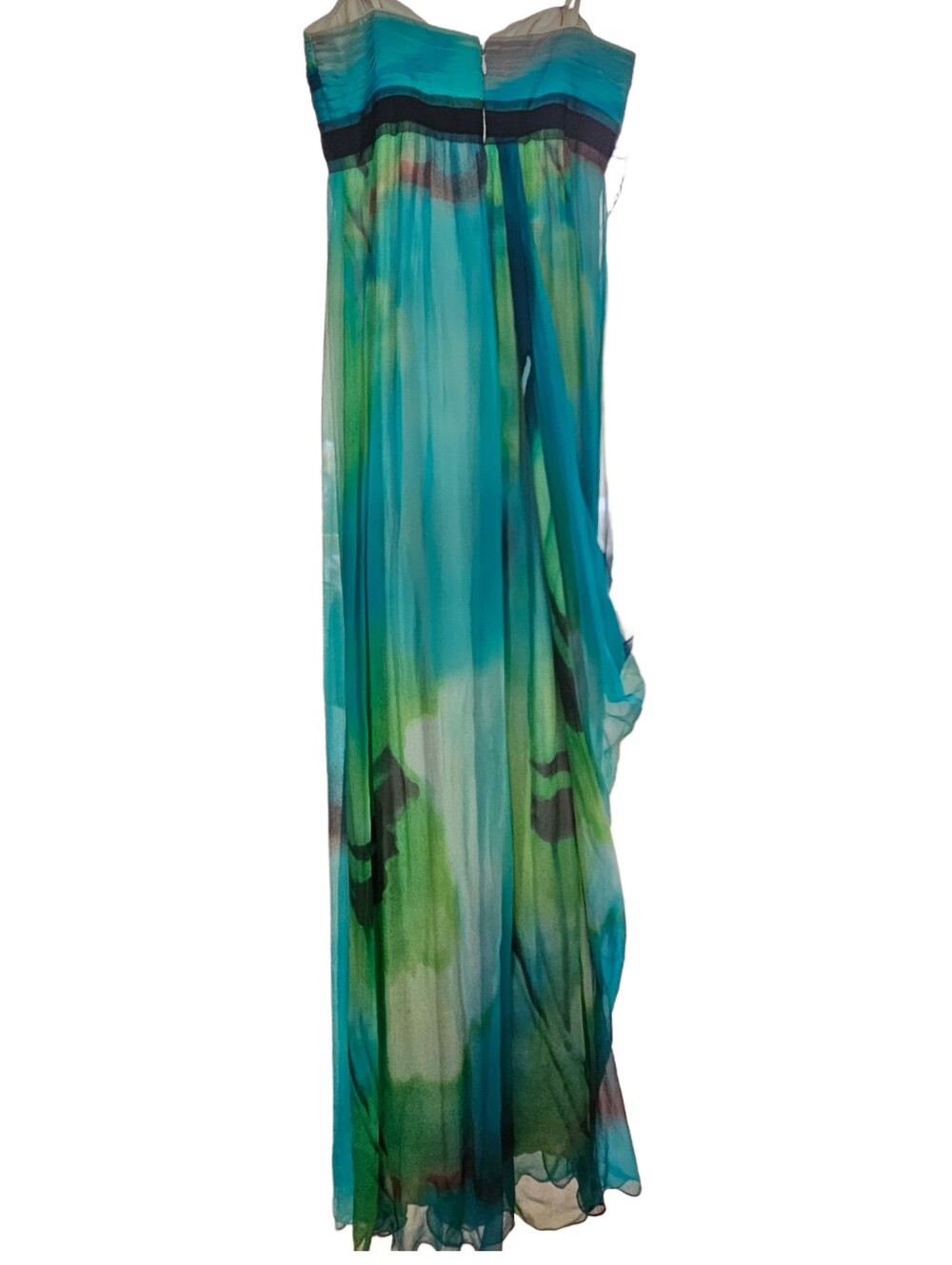 BCBGMAXAZRIA Silk Chiffon Watercolor 2008 Strapless Maxi Gown Dress - Picture 6 of 14
